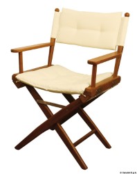 Складной стул из тикового дерева с обивкой из песочной ткани